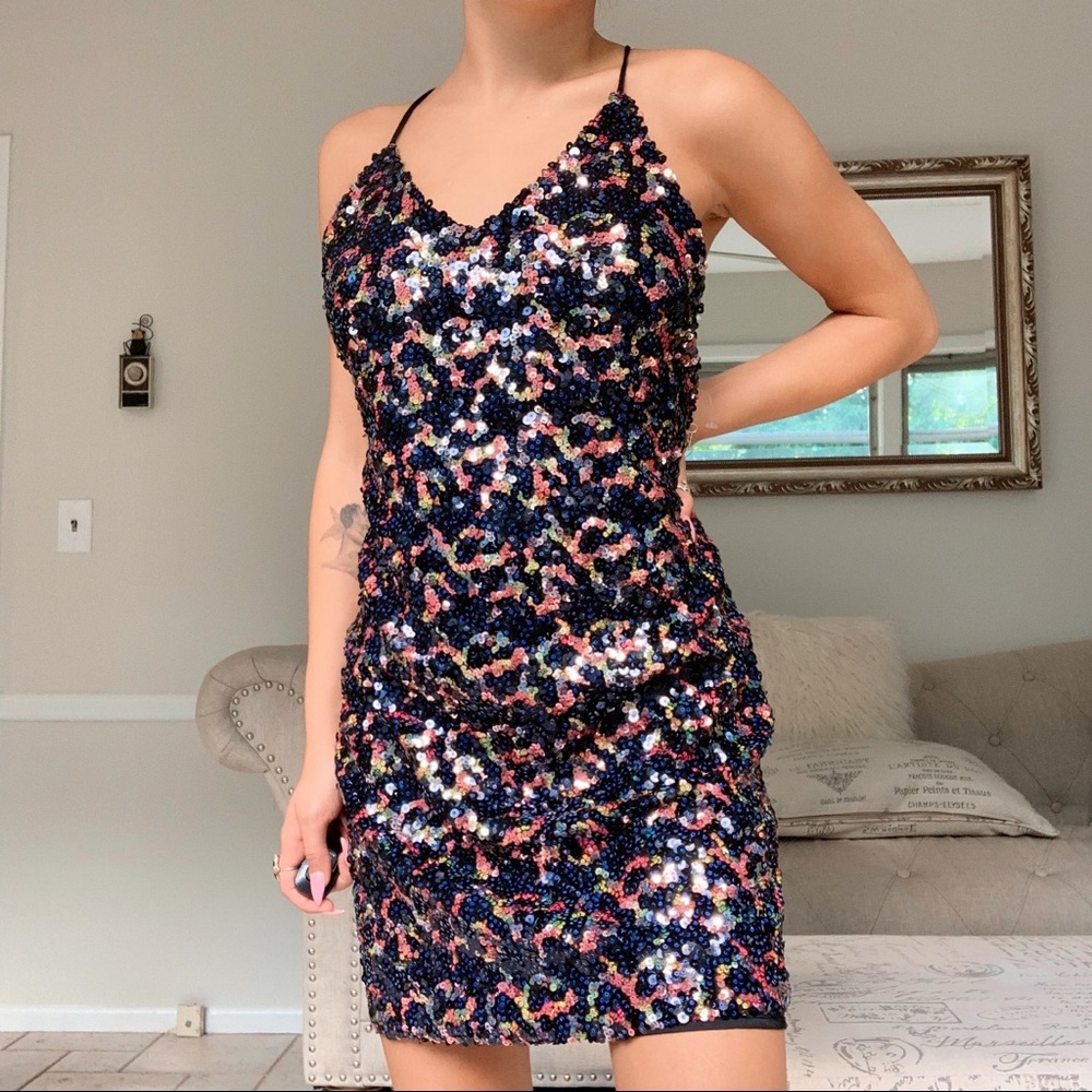 UO Confetti Sequin Mini Dress in Black